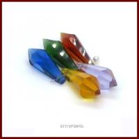 1  Kristall-Anhänger mit Facettettenschliff Tropfenperle 37x13mm Prisma Eiszapfen Pendel Feng Shui Suncatcher 5 Farben Bild 3
