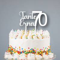 Cake Topper mit Titel, Namen und Zahl für Geburtstag oder Jubiläum Bild 1