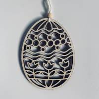 7-teilige Eieranhänger aus Holz, Holzeier als Dekoration oder Geschenk zu Ostern, filigrane gelaserte Eier Bild 8