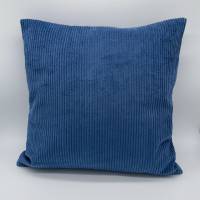 Kissenbezug/Kissen aus jeansblauem Baumwollcord, handgemacht Bild 1