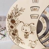 Ewiger Kalender "Biene" aus Holz | Nachhaltiger Dauerkalender | Tischkalender Dekoration und Geschenkidee Bild 3