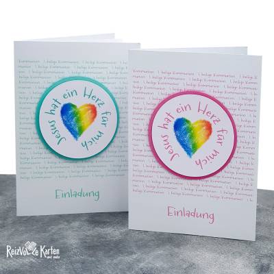 Einladungskarte Glückwunschkarte Kommunion - Jesus hat ein Herz für mich (2)