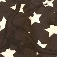 DINOS und STERNE * Braun mit weissen Sternen * schwarze Dinos * Jersey * 1,00 x 1,50 m Bild 3