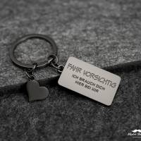 Fahr vorsichtig Schlüsselanhänger mit Gravur - Auto Glücksbringer - Schutzengel Schlüsselanhänger - Schwarzmatt Bild 4