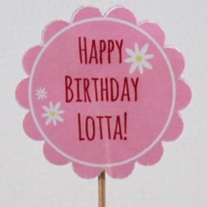 Cupcake-Topper rosa zum Geburtstag mit Name Happy Birthday Bild 2
