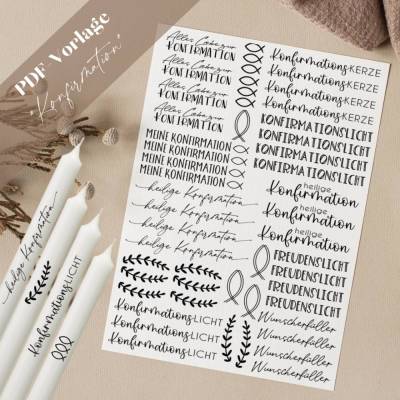 Konfirmation PDF Vorlage Kerzentattoo Kerzensticker Kerzen Gestalten Konfirmationskerze Konfirmationslicht heilige
