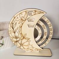 Ewiger Kalender "Blumen" aus Holz | Nachhaltiger Dauerkalender | Tischkalender Dekoration und Geschenkidee Bild 1