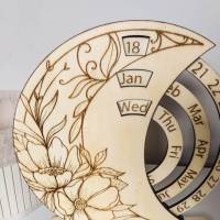 Ewiger Kalender "Blumen" aus Holz | Nachhaltiger Dauerkalender | Tischkalender Dekoration und Geschenkidee Bild 3