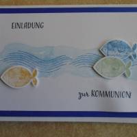 Einladungskarten Kommunion Einladungskarte Fisch Einladung Einladungen Mädchen Junge Bild 1