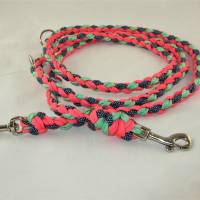 Hundehalsband Drachenzahn koralle/petrol/mint Halsband geflochten aus Paracord mit Zugstopp- oder Klickverschluss Bild 4