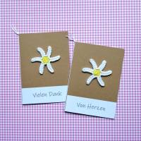 Glückwunschkarte Grußkarte Danksagungskarte Margerite Gänseblümchen gehäkelt mit Wunschtext