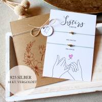 Schwestern Armband 2er-Set | 925 Silber | Sisters | Freundschaftsarmbänder mit Karte | Schwesterherz | Geschwister Bild 1