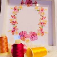 Blume Herz, Hibiskus Blumenrahmen, Rahmen mit Blumen von Stickzebra Bild 3