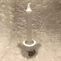 2in1 Kerzenhalter für Stabkerze UND Teelicht, puristisch aus Beton, weiß, 7,5 cm Bild 2