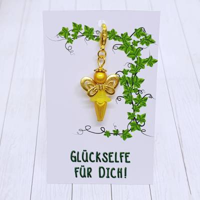 Glücksbringer Schmetterlingselfe goldfarben/gelb – zauberhafter Anhänger & Geschenk