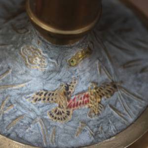 Messing Emaille Kerzenhalter Vögel Boho 70er 80er Jahre Indien Bild 5