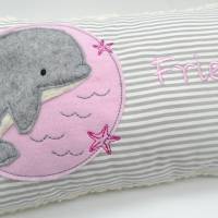Kissen mit Namen,Delfin Delphin Wal Fisch Namenskissen Taufkissen Kuschelkissen Kindergartenkissen Geburtsgeschenk Bild 8