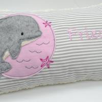Kissen mit Namen,Delfin Delphin Wal Fisch Namenskissen Taufkissen Kuschelkissen Kindergartenkissen Geburtsgeschenk Bild 9