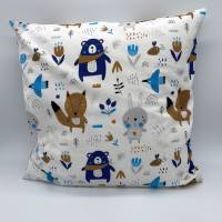 Kissenbezug für Kinder aus Baumwollstoff mit Tiermotiven, handgemacht Bild 1