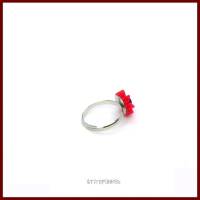 ❋ Ring "Daisy Red"  Gänseblümchen Cabochon 9mm, rot blau,versilbert ❋ Bild 5