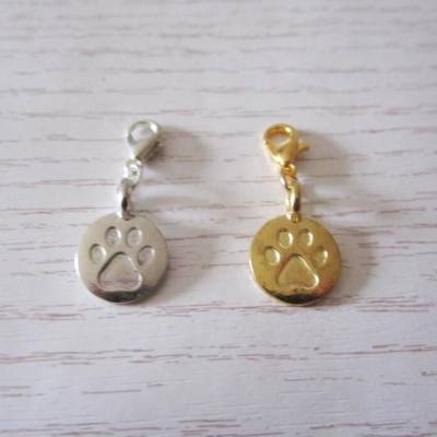 Charms Anhänger Hundetatze mit Karabiner 2 Farben zur Auswahl