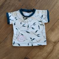 Baby T-Shirt Gr. 56 weiß petrol mit Blättern +++ Einzelstück +++ Bild 1