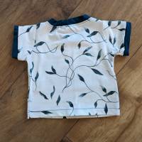 Baby T-Shirt Gr. 56 weiß petrol mit Blättern +++ Einzelstück +++ Bild 2