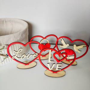 4er Set Herz Dekorationen zum Aufstellen aus Holz | Geschenke für die Liebsten | Tischdekoration für Hochzeiten Bild 1