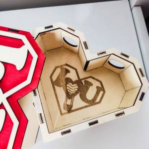Große Geschenkbox Love aus Holz | Holzbox Geschenkverpackung mit Herz | Verpackung für Geschenke Bild 7