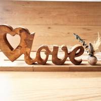 Aufsteller Love Holz mit Trockenblumen Bild 1