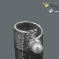 Goldschmiede Perlenring "Pearl of calm" in 925 Sterling Silber , Silberring, Perlenring, Perle Bild 3