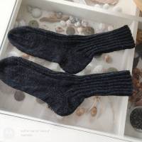 Socken handgestrickt, Größe 38/39, Wollsocken, Damensocken, Herrensocken, anthrazit Bild 1