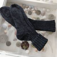 Socken handgestrickt, Größe 38/39, Wollsocken, Damensocken, Herrensocken, anthrazit Bild 2