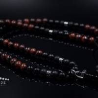 Herren Halskette aus Edelsteinen Achat Tigerauge Onyx und Hämatit mit Achat-Anhänger, Länge 61 cm Bild 3