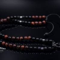 Herren Halskette aus Edelsteinen Achat Tigerauge Onyx und Hämatit mit Achat-Anhänger, Länge 61 cm Bild 8