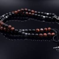Herren Halskette aus Edelsteinen Achat Tigerauge Onyx und Hämatit mit Achat-Anhänger, Länge 61 cm Bild 9