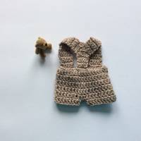 Teddyhose kurz mit Trägern für Größe ca. 20 - 25 cm, gehäkelt, beige meliert, 100 % Baumwolle Bild 4
