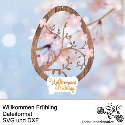 Plotterdatei / Lasercutter  Willkommen Frühling