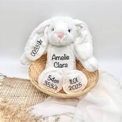 Kuscheltier Hase Personalisiert mit Namen und Geburtsdaten Osterhase