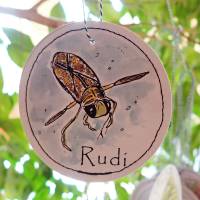 Girlande mit 11 runden Anhängern Motiv Insekten für mehr Artenvielfalt, gezeichnet und aquarelliert Bild 7