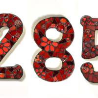 Mosaik Hausnummer rot, Ziffern 0-9, frostfest Bild 4