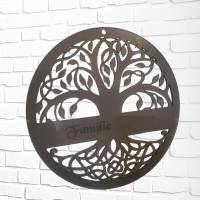 Monogramm-Türschild "Lebensbaum" in Acyl mit Lasergravur personalisiert (keine Folie), grau, 250 mm Bild 1