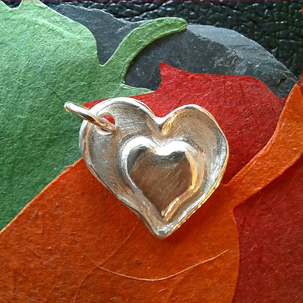 Silberanhänger Herz im Herz aus 999 Silber Bild 1