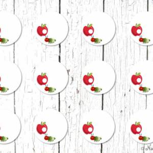 DIY 12 Sticker Raupe Apfel weiß Beschriftung Meilensteine Baby blanko Bild 2