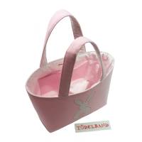 Stoffkörbchen Kinderkörbchen Kindertasche ...Tüdelhäschen... rosa...weiß...Osterkörbchen Bild 2
