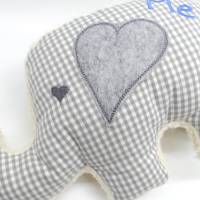 Kuscheltier Elefant mit Herz und gesticktem Wunschnamen Bild 4