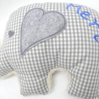Kuscheltier Elefant mit Herz und gesticktem Wunschnamen Bild 7