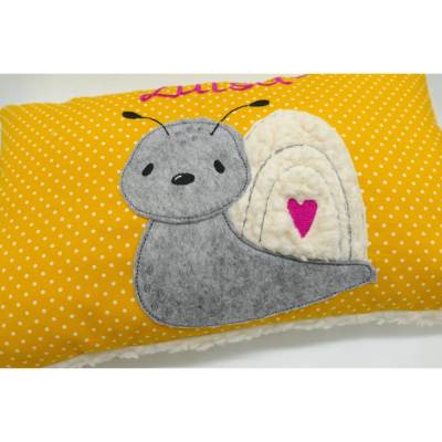 Kuschelkissen Schnecke Schneckchen Wunschnamen Taufkissen Geburtskissen - Schmusekissen Kissen mit Namen