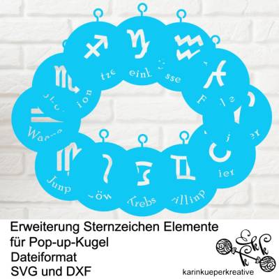 Plotterdatei Erweiterung Sternzeichen Elemente für Pop-up-Kugel