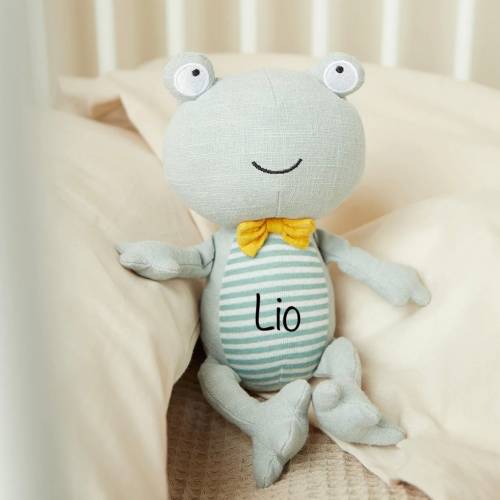 Kuscheltier Frosch personalisiert mit Name / Kinder Geschenk Puppen / Stofftier mit Name / personalisiertes Kindergesche